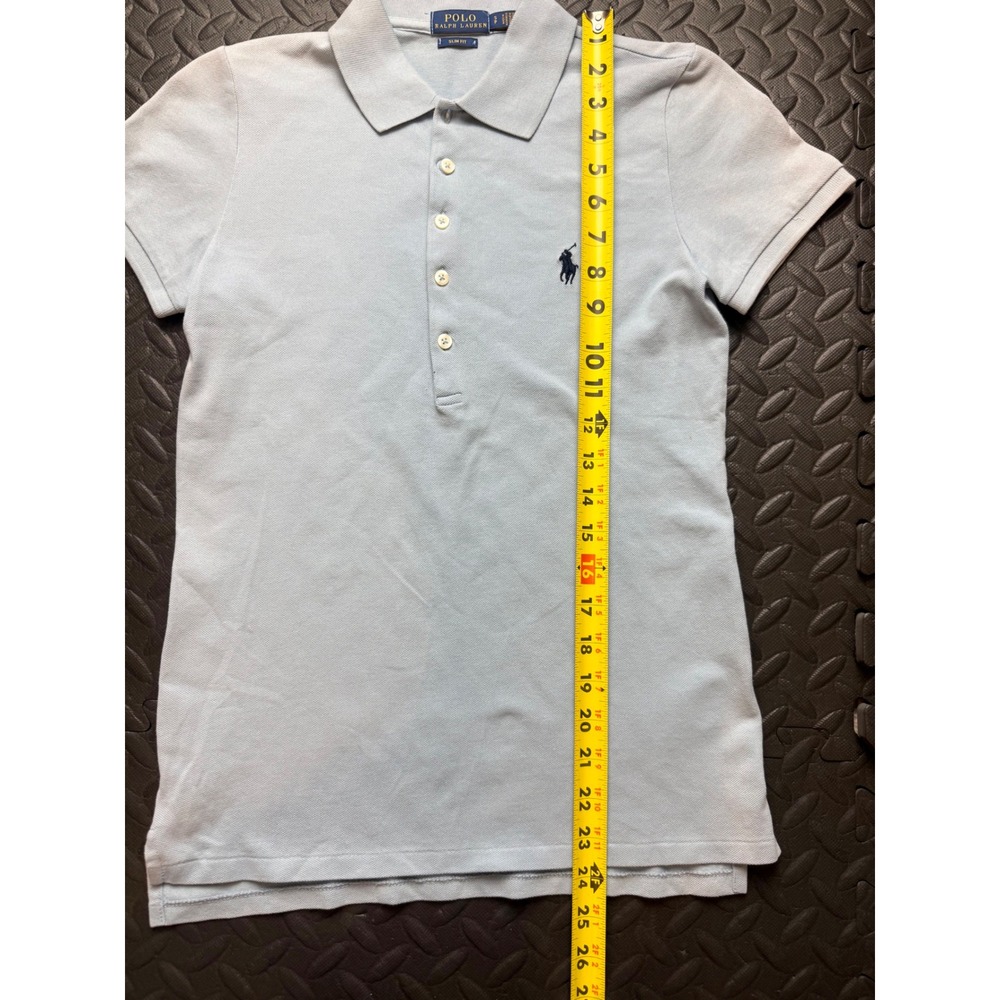 Polo Ralph Lauren Womens Slim Fit Polo Shirt Light Blue Cotton Size S Small - Picture 4 of 8